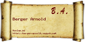 Berger Arnold névjegykártya